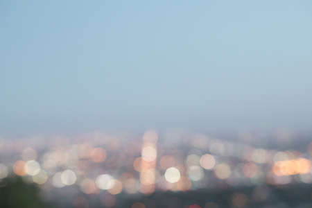 Los Angeles Skyline in bokeh at nightの写真素材