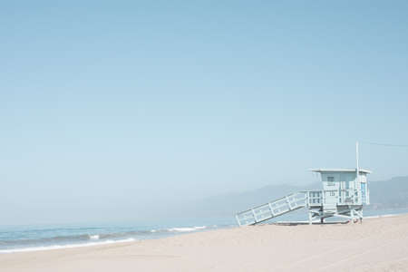 Life guard tower in a beach in Californiaの写真素材