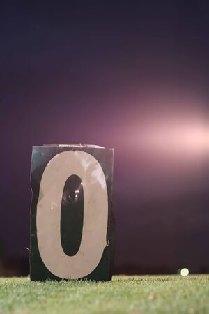 Zero meter marker at the driving rangeの写真素材