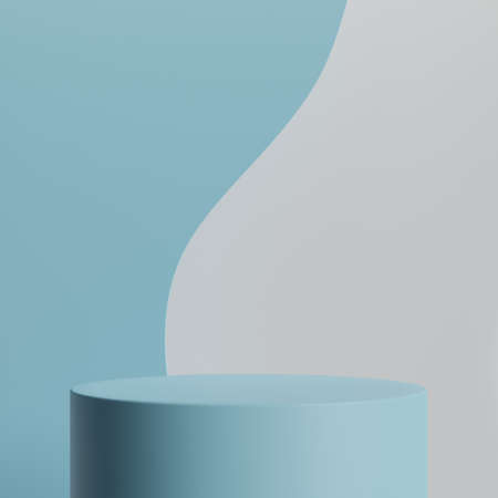 Minimal modern empty cylinder pedestal for product showcase on a beige background stage. Nature...
