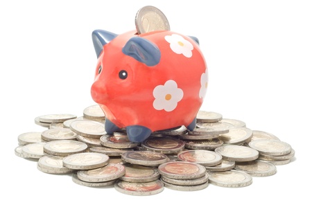 The coin box is isolated on a white background.の写真素材