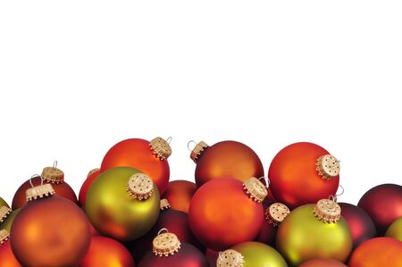 Matte gold, geew,red  Christmas balls  on white background.の写真素材