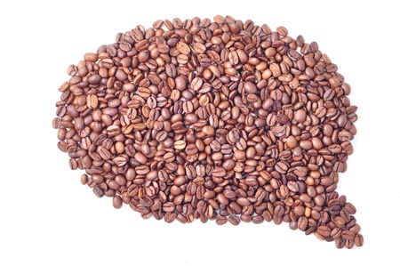 Thoughts on coffee in the form of coffee grains.の写真素材