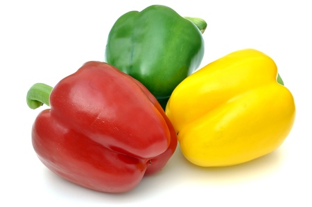 Peppers rot, yellow ,green isolated  on white Background.の写真素材