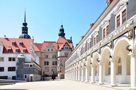 Horse court yard in Dresden, in a sunny day.の写真素材