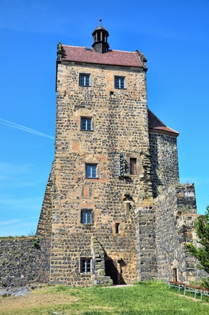 Tower of Stolpen in a sunny summer day.の写真素材