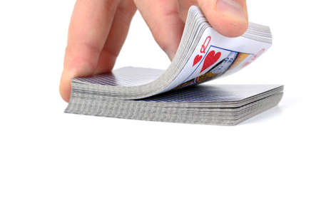 Cards for game in poker on a white background.のeditorial素材