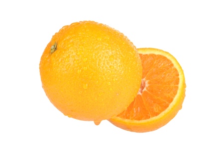 The whole orange and segment on a white background.の写真素材