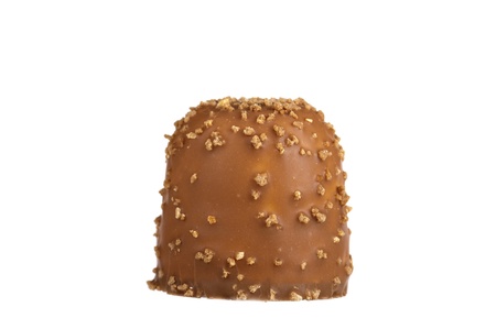Chocolate fruitcake isolated on a white backgroundの写真素材
