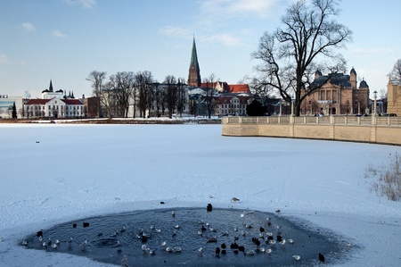 The beautiful, fairy-tale castle in Schwerinの写真素材