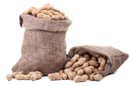 Peanut in a bag on a white backgroundの写真素材