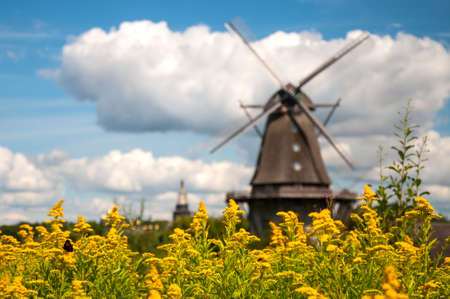 Mill in summer day against the skyの写真素材