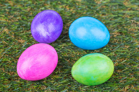 Easter eggs  on a background of grass