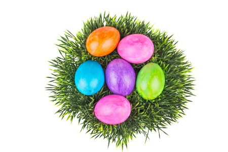 Easter eggs  on a background of grass