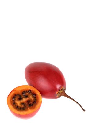 Red tamarillo fruit on a white backgroundの写真素材