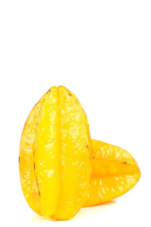 fresh yellow  carambola, starfriut on white backgroundの写真素材