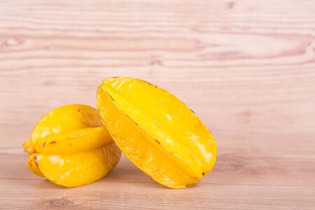fresh yellow  carambola, starfriut on wooden background