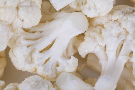 ripe cauliflower in a cup on a white backgroundの写真素材