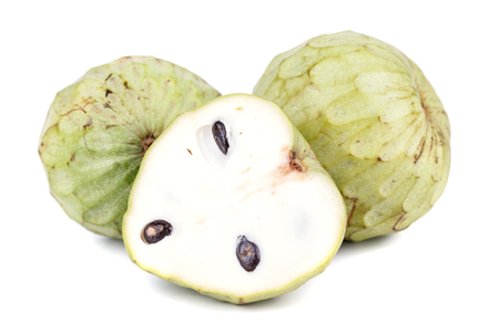 Tropical custard apple fruit on white backgroundの写真素材
