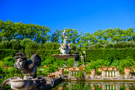 Water fountain in the garden of Boboli Florenceの写真素材