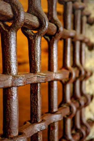 lattice in the old castle for protectionの写真素材