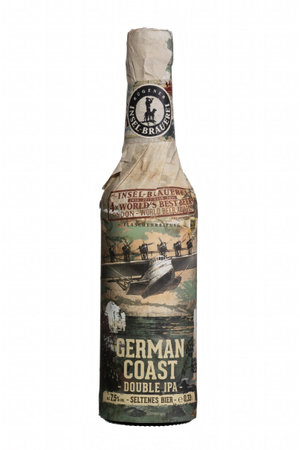 Glass bottle of German coast Double ipa isolated on white background.のeditorial素材