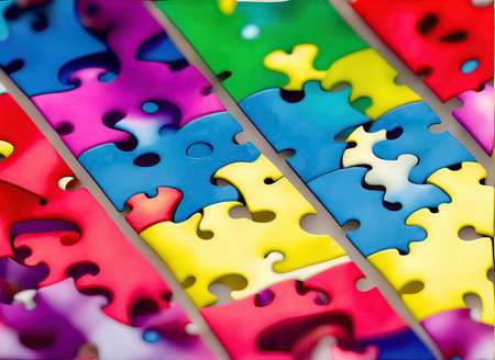 bright colorful puzzle with abstract background. Selective, soft focus. AIの素材