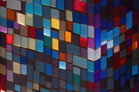 Colorfull square mosaic tiles for texture background. Selective soft focus.の写真素材
