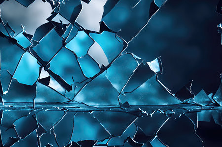 Broken glass mirror or glass into small pieces. Selective, soft focus. Selective, soft focus.の写真素材