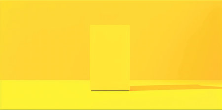 Empty yellow table for product with yellow wall background. selective soft focus.の写真素材