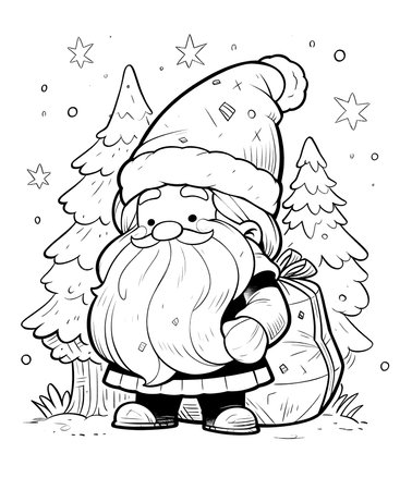 Coloring book for children, Santa Claus with gifts. Selective soft focus.の写真素材