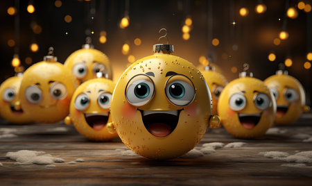 Yellow emotional emoticons on a blurred background. Selective soft focus.の素材