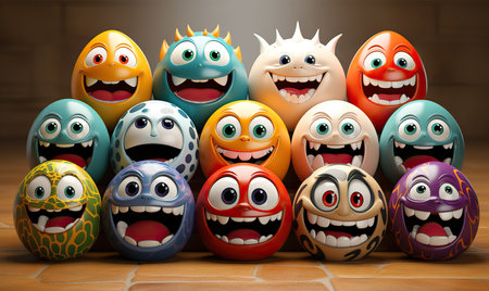 Colored emotional emoticons on a blurred background. Selective soft focus.の素材
