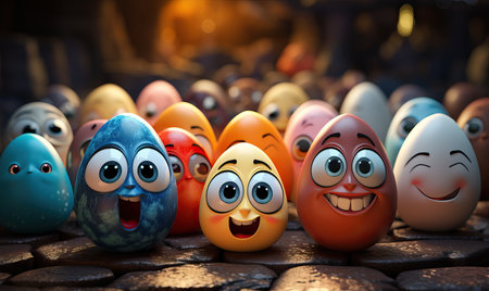 Colored emotional emoticons on a blurred background. Selective soft focus.の素材