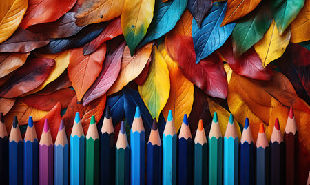 Abstract colored background with colored pencils. Selective soft focus.の素材