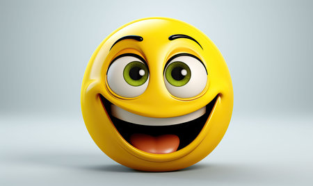 Yellow smiling emoticon on a white background. Selective soft focus.の写真素材