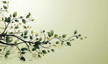 Branch with green leaves on a white background. Selective soft focus.の写真素材