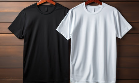 Close-up of T-shirts hanging on the wall. Selective soft focus.の写真素材