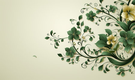 Branch with green leaves on a white background. Selective soft focus.の写真素材