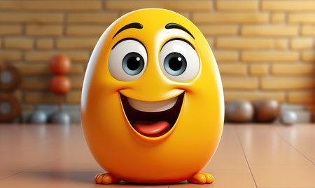 Yellow smiling emoticon on a blurred background. Selective soft focus.の写真素材