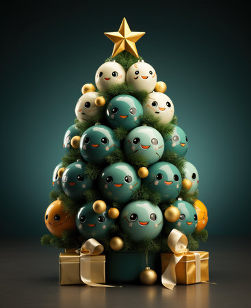Christmas card, emotional emoticons celebrate Christmas. Selective soft focus.の写真素材