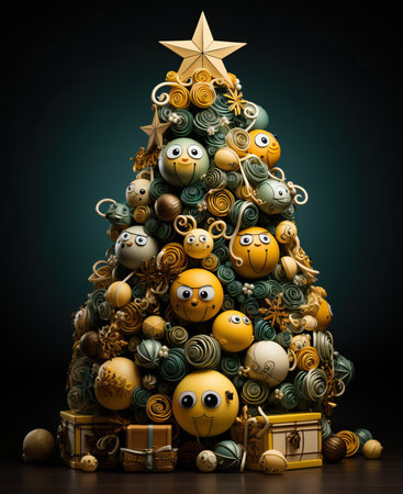 Christmas card, emotional emoticons celebrate Christmas. Selective soft focus.の写真素材