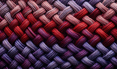Abstract colored background with large knitted texture. Selective soft focus.の素材