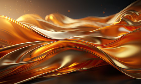 Creative of shiny elegant gold color and luxury wave elements with shiny lines on abstract background.の素材