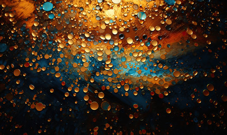 Gold or bronze glitter brush strokes with watercolor paint. Abstract paint texture.の素材