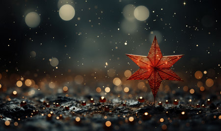 Abstract Christmas star on a blurred background. Selective soft focus.の素材