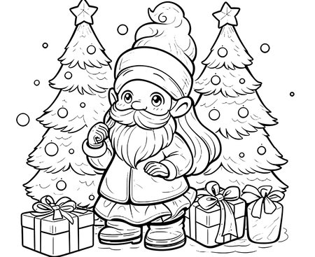 Coloring book for children, Santa Claus with gifts. Selective soft focus.の素材