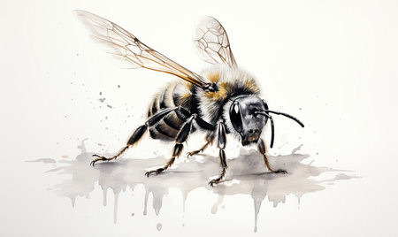 Funny bee on a natural background. Selective soft focus.の素材