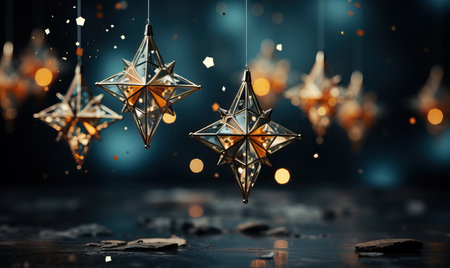 Abstract Christmas star on a blurred background. Selective soft focus.の素材