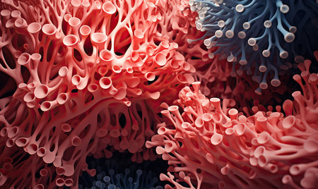 Creative colorful background, corals close up. Selective soft focus.の素材